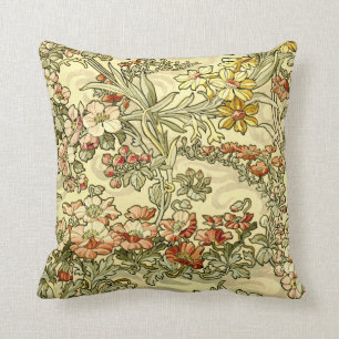 Cojín Decorativo Patrón floral de Art Nouveau mucha vintage