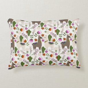 Cojín Decorativo Patrón Floral de Cactus Alpaca Amante de Animales