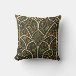 Cojín Decorativo Patrón floral de cardo victoriano verde oscuro