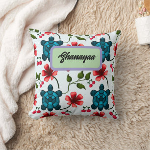 Cojín Decorativo Patrón floral de cereza de tortuga tropical person
