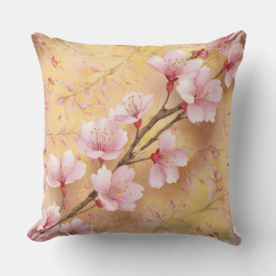 Cojín Decorativo "Patrón floral de cerezo en acuarela"