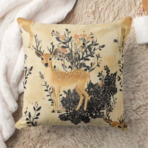 Cojín Decorativo Patrón floral de cervatillo Cottagecore
