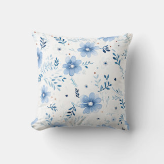 Cojín Decorativo Patrón floral de color azul