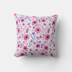 Cojín Decorativo patrón floral de color bonito acuático. p pintado 