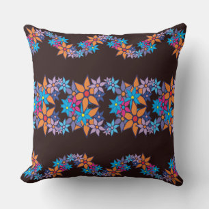 Cojín Decorativo Patrón floral de corte   Fondo marrón