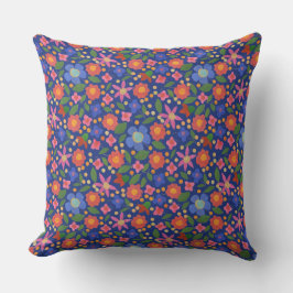 Cojín Decorativo Patrón floral de estilo de arte folclórico sobre a