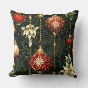 Cojín Decorativo Patrón floral de fantasía de Navidad vintage
