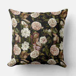 Cojín Decorativo Patrón floral de flor botánica Lady Retro