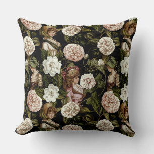 Cojín Decorativo Patrón floral de flor botánica Lady Retro