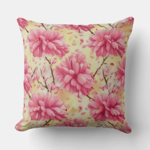 Cojín Decorativo "Patrón floral de flores de cerezo acuarela"