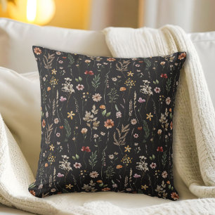 Cojín Decorativo Patrón floral de flores silvestres bonitas acuarel