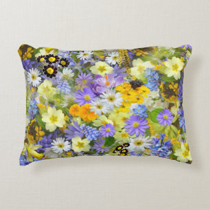 Cojín Decorativo Patrón floral de flores silvestres de primavera