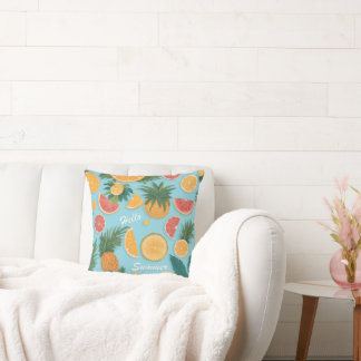 Cojín Decorativo Patrón floral de frutas exóticas. Hola verano.