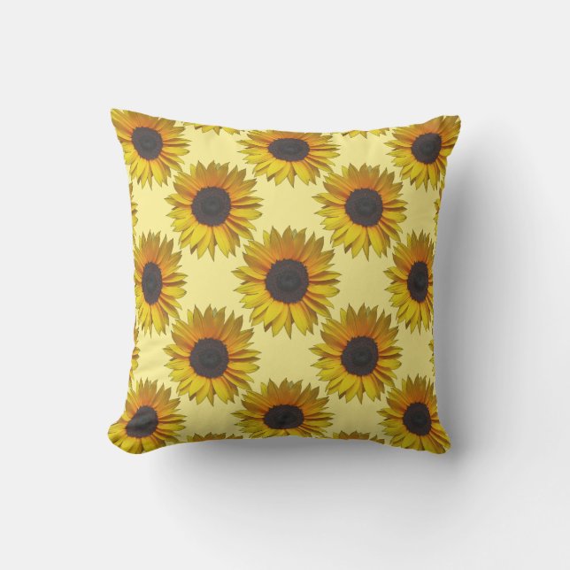 Cojín Decorativo Patrón floral de girasol (Anverso)