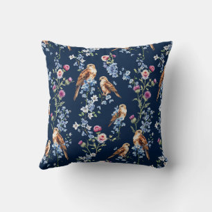 Cojín Decorativo Patrón floral de guijarro azul de águila de Escoci