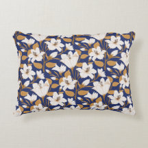 Patrón floral de Lily Beige-Azul Botánico