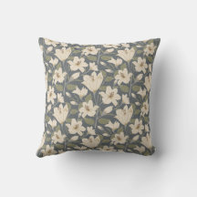 Patrón floral de Lily Beige-Gris Azul Botánico