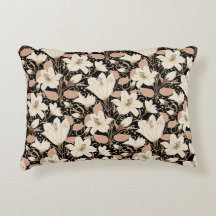Patrón floral de Lily Beige-Negro Botánico