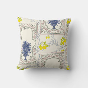 Cojín Decorativo Patrón floral de limón mediterráneo