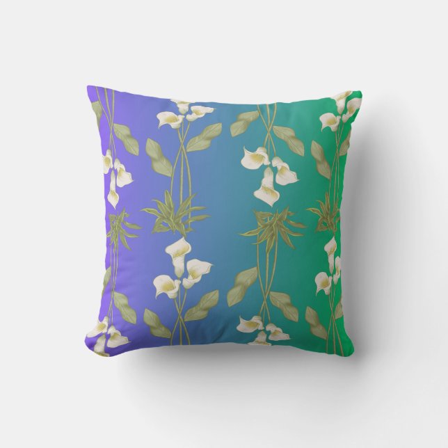 Cojín Decorativo Patrón floral de Lirio Blanco (Anverso)