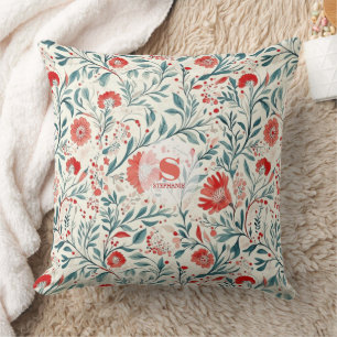 Cojín Decorativo Patrón floral de margarita roja vintage - Botánico