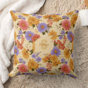 Cojín Decorativo Patrón floral de margarita vintage (2)