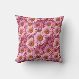 Cojín Decorativo Patrón floral de margaritas rosa retro