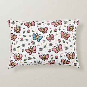 Cojín Decorativo Patrón Floral de Mariposa Adorable Sin Costuras Ka
