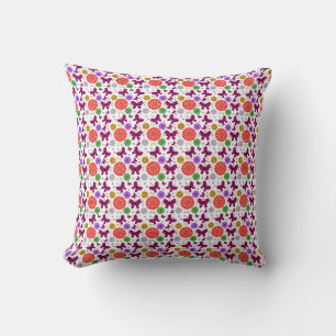 Cojín Decorativo Patrón floral de mariposa retro Arte popular color