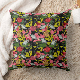 Cojín Decorativo Patrón floral de mariposa y amapola colorido