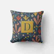 Patrón floral de oro antiguo Monograma moderno