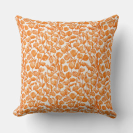 Cojín Decorativo patrón floral de orquídea naranja