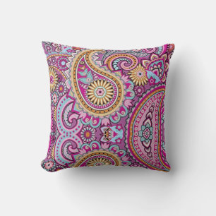 Cojín Decorativo Patrón floral de paíslí boho vibrante Arte color
