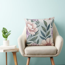Cojín Decorativo Patrón Floral de Pastel Suave
