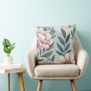 Cojín Decorativo Patrón Floral de Pastel Suave
