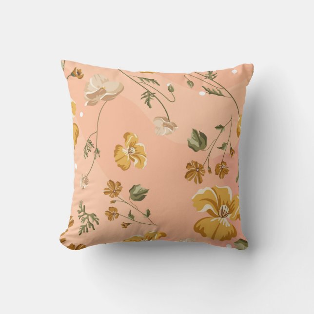 Cojín Decorativo Patrón floral de peachy keen (Anverso)
