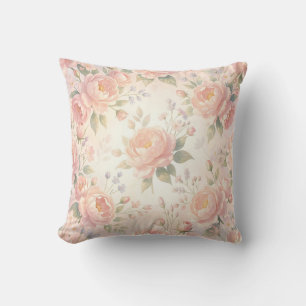 Cojín Decorativo Patrón floral de peonía rosa suave
