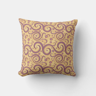 Cojín Decorativo Patrón Floral de Remolino Vintage – Diseño de Ciru