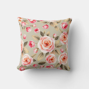 Cojín Decorativo Patrón floral de rosa rosa romántica