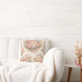 Cojín Decorativo Patrón floral de rosa vintage | Pastel elegante