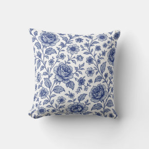 Cojín Decorativo Patrón floral de Rosas azules reales