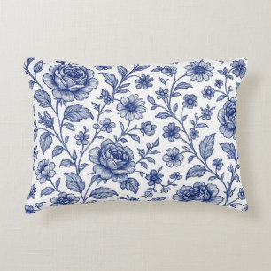 Cojín Decorativo Patrón floral de Rosas azules reales