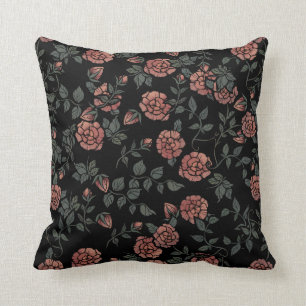 Cojín Decorativo Patrón floral de Rosas malvas rosadas