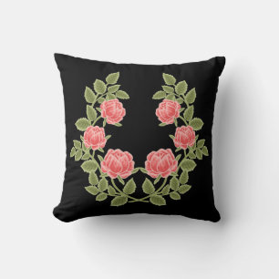 Cojín Decorativo Patrón floral de rosas polvorientas vintage rosa -