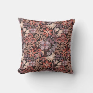Cojín Decorativo Patrón floral de terracota boho