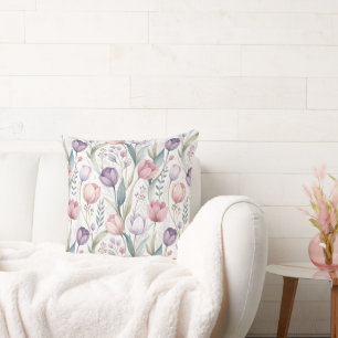 Cojín Decorativo Patrón floral de tulipán escandinavo