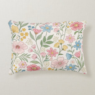 Cojín Decorativo Patrón floral de verano con flores silvestres
