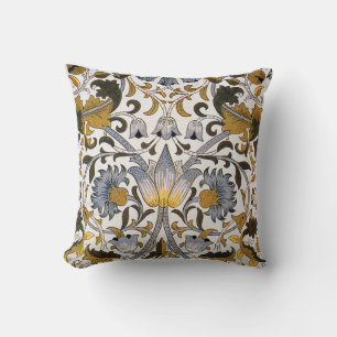 Cojín Decorativo Patrón floral de William Morris Lodden: azul dorad