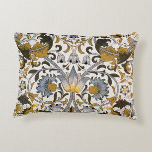 Cojín Decorativo Patrón floral de William Morris Lodden: azul dorad