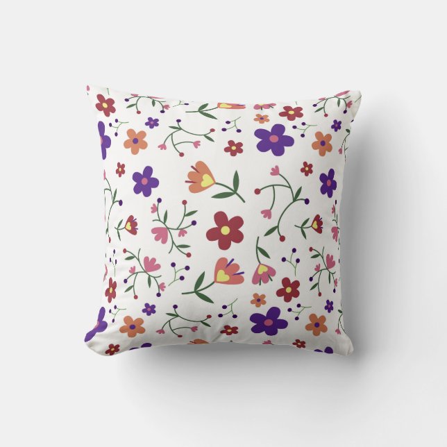 Cojín Decorativo Patrón floral dibujado a mano (Anverso)